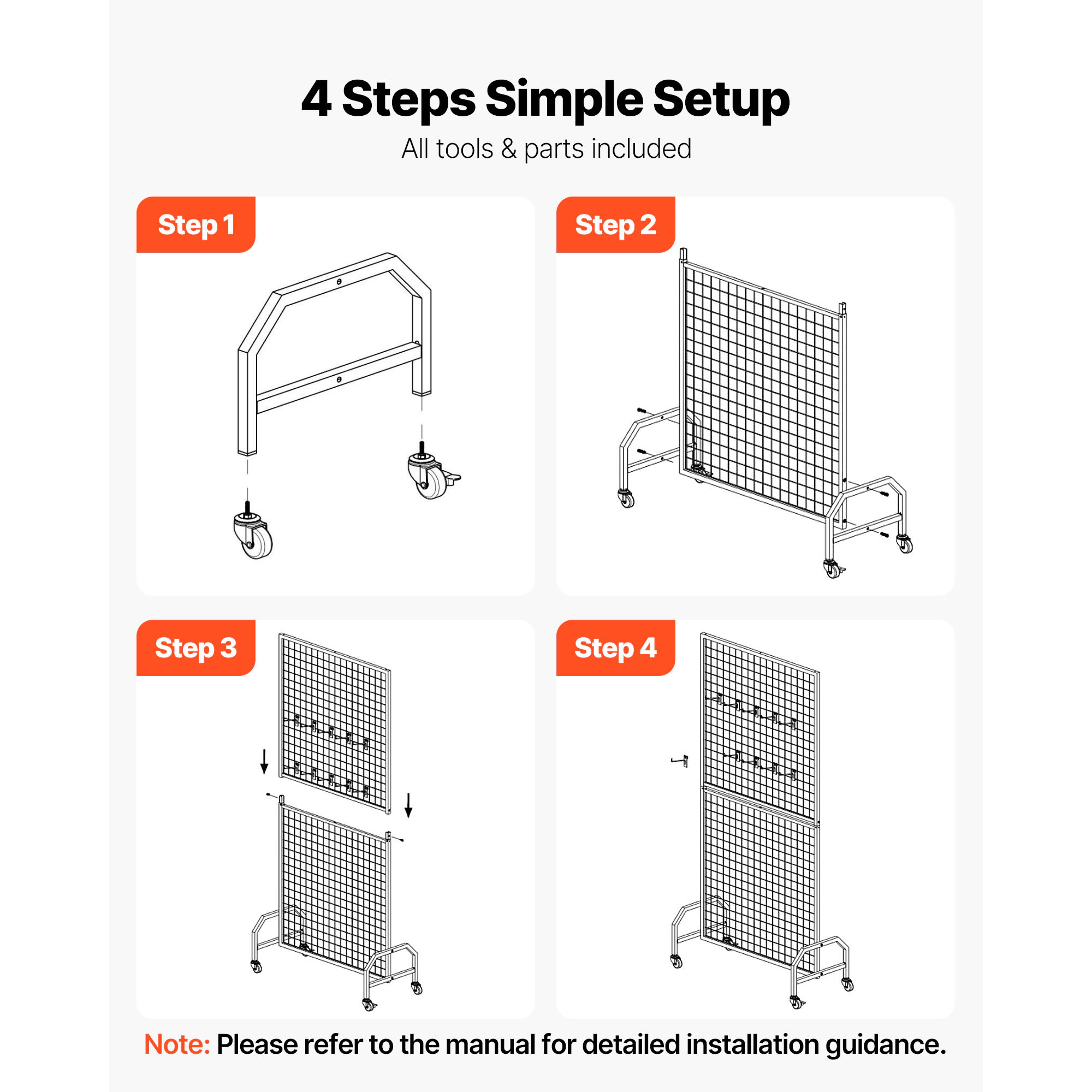 HONGGE Grid Wall Wire Grid Panels Display Art Display with and Hooks Gridwall for Craft