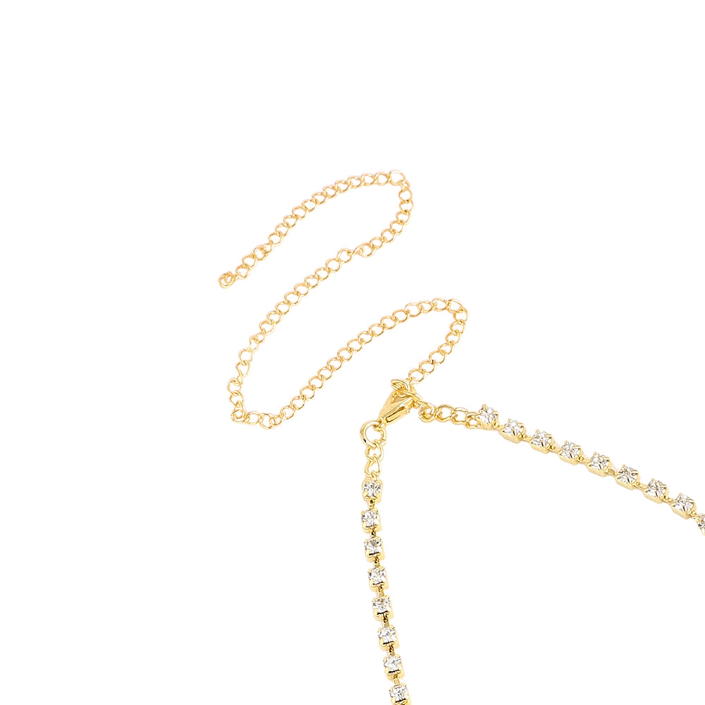 SOHI Women's Silver Plated Crystal Necklace