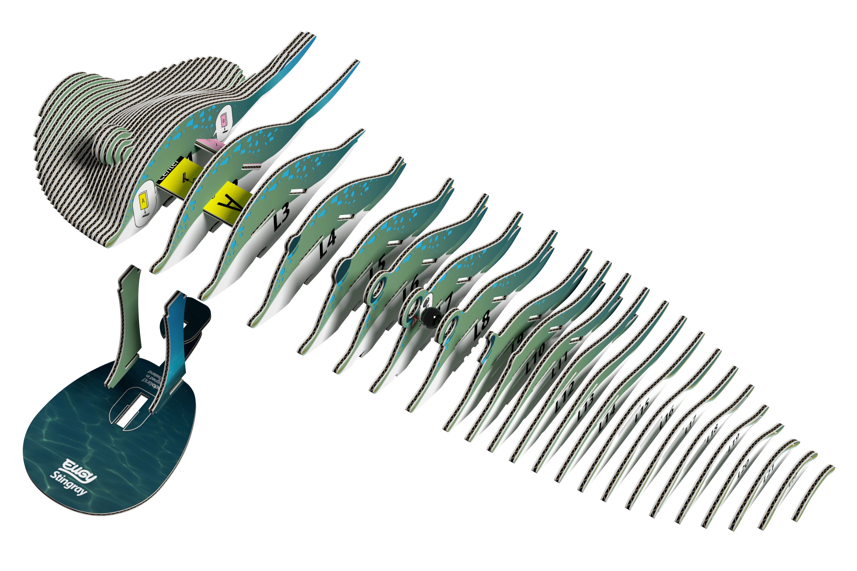 EUGY Stingray 3D Puzzle - contains 50 puzzle pieces