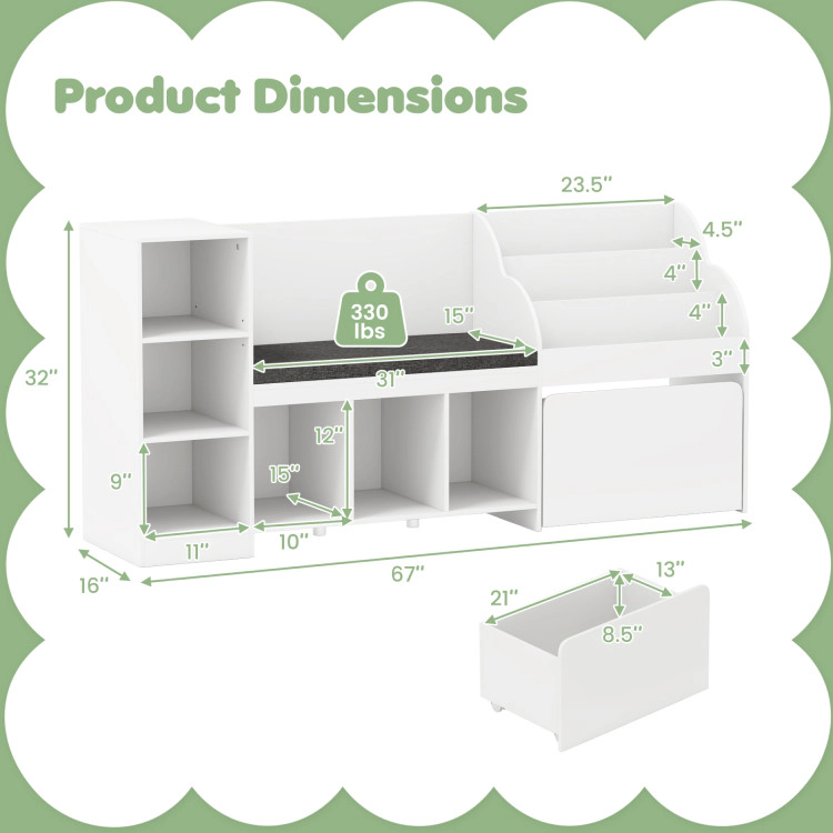 Hivvago 4-in-1 Children’s Bookcase with Toy Storage