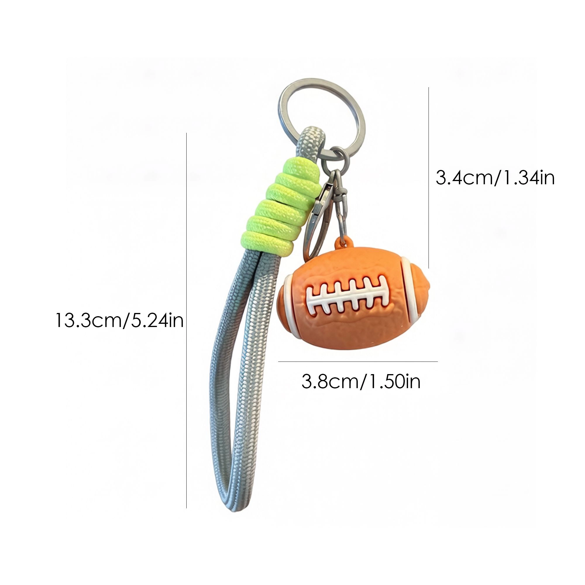 Alilang Women's 2 Pack Sports Ball Keychains with Wrist Strap and Clip Ring, Gray
