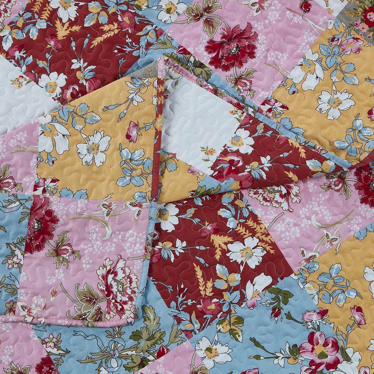 Egyptian Linens Daphne Reversible Floral Patchwork Quilt Set