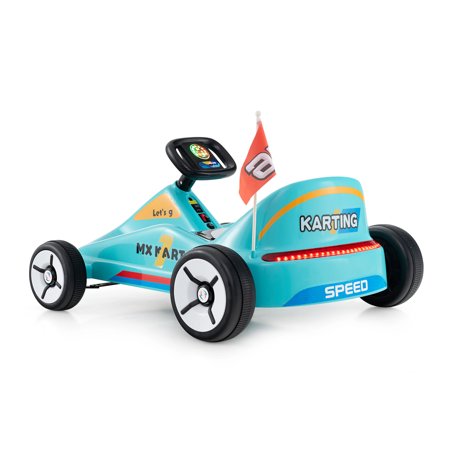 LJG 12V Electric Go Kart for Kids Race Toy with Remote Control and Music