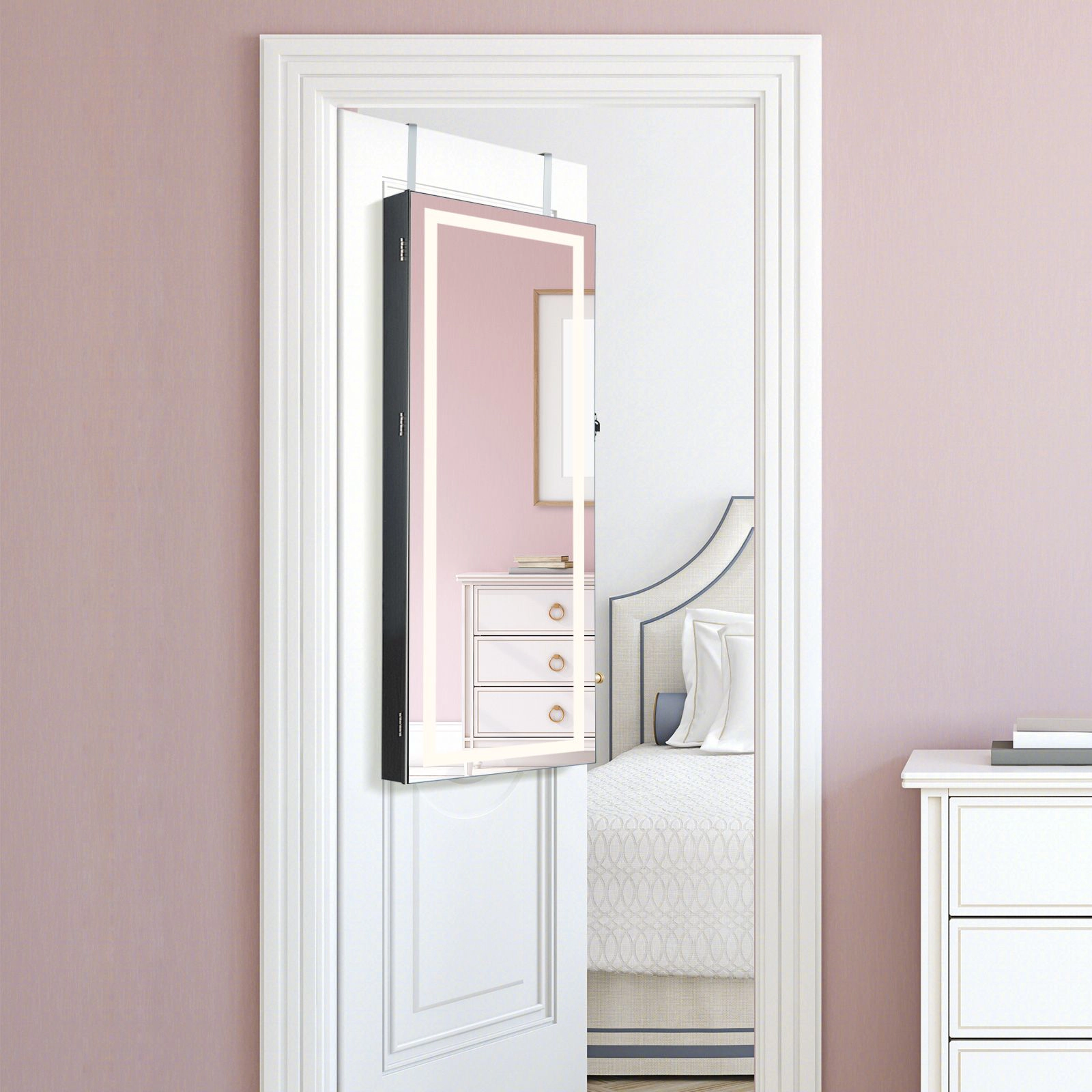 SlickBlue Women Lockable Jewelry Mirror Cabinet with LED Lights