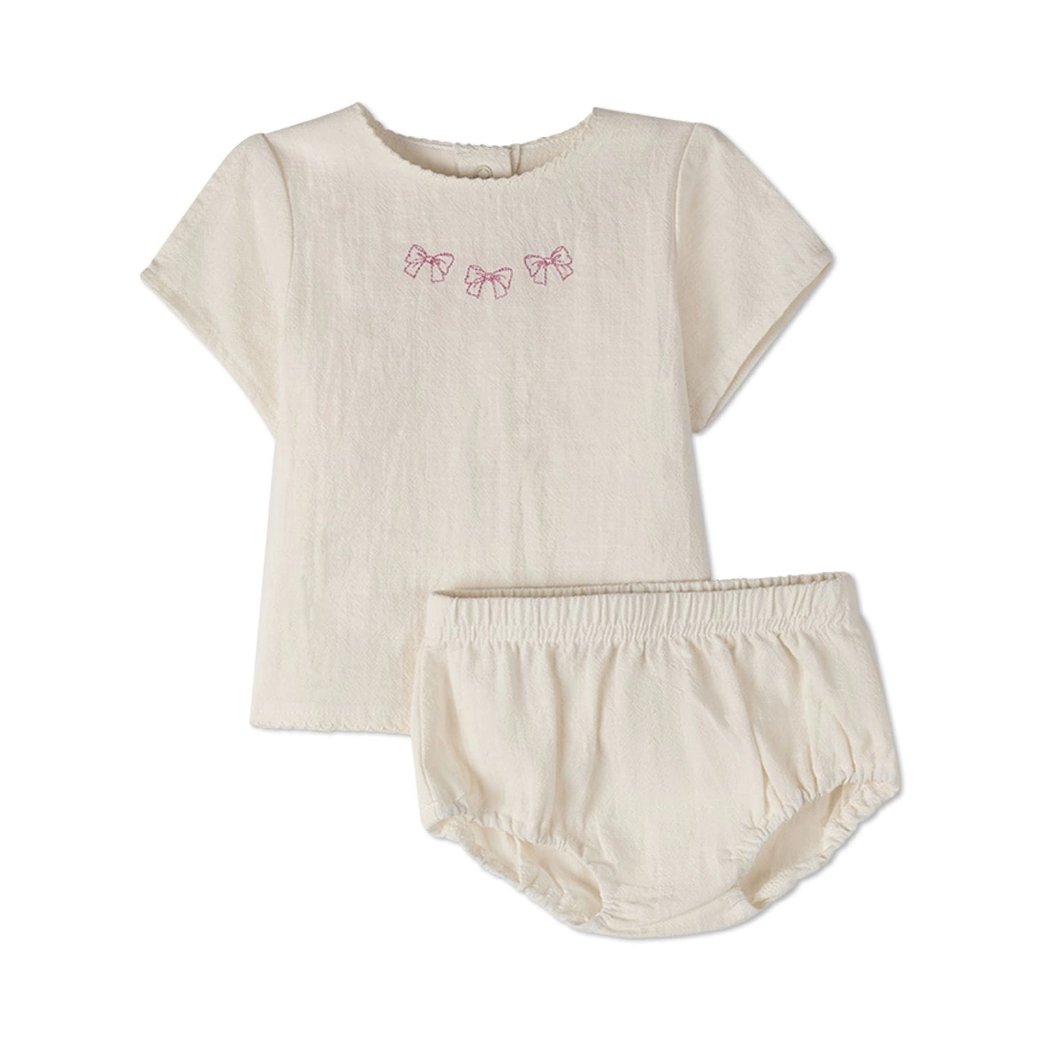 Memoi 2 Piece Baby Girls "The Most Perfect Bows" 100% Cotton Bloomer Set