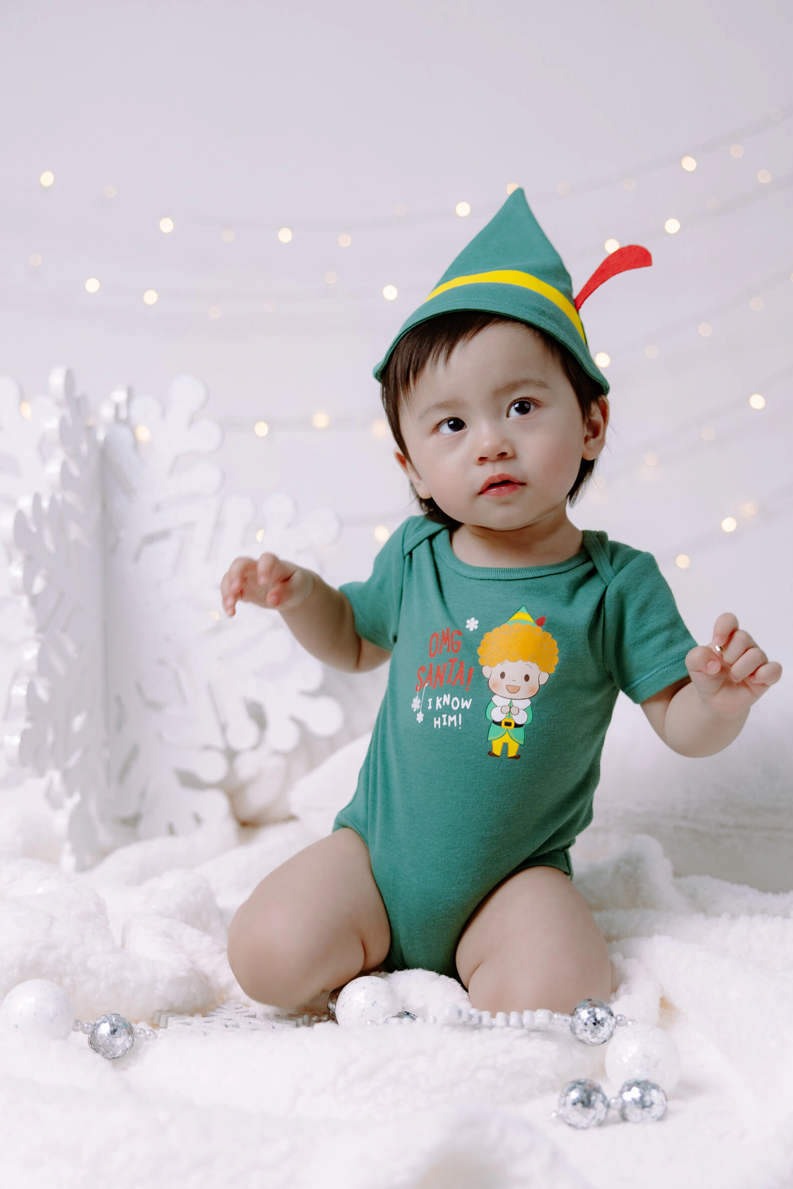 Elf Baby Christmas Cosplay Bodysuit and Hat Set