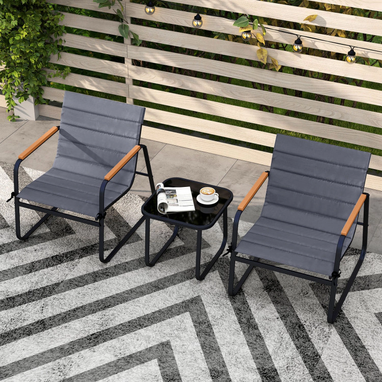 Hivvago 3 Pieces Patio Bistro Set Outdoor Fabric Conversation Set