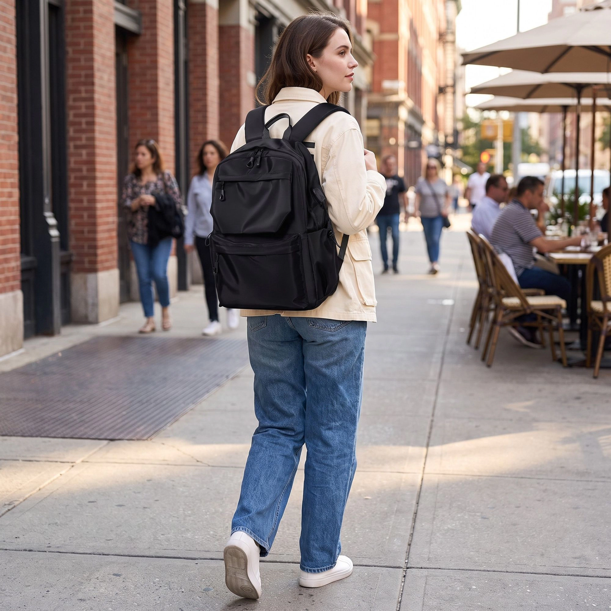 Alilang Women's Modern Minimalist Laptop Backpack -  Multi-Pocket Daypack for School, Work, and Travel