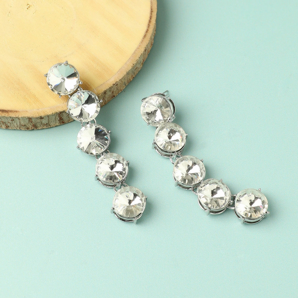 SOHI Women's Crystal Silver Casual Drop Earrings