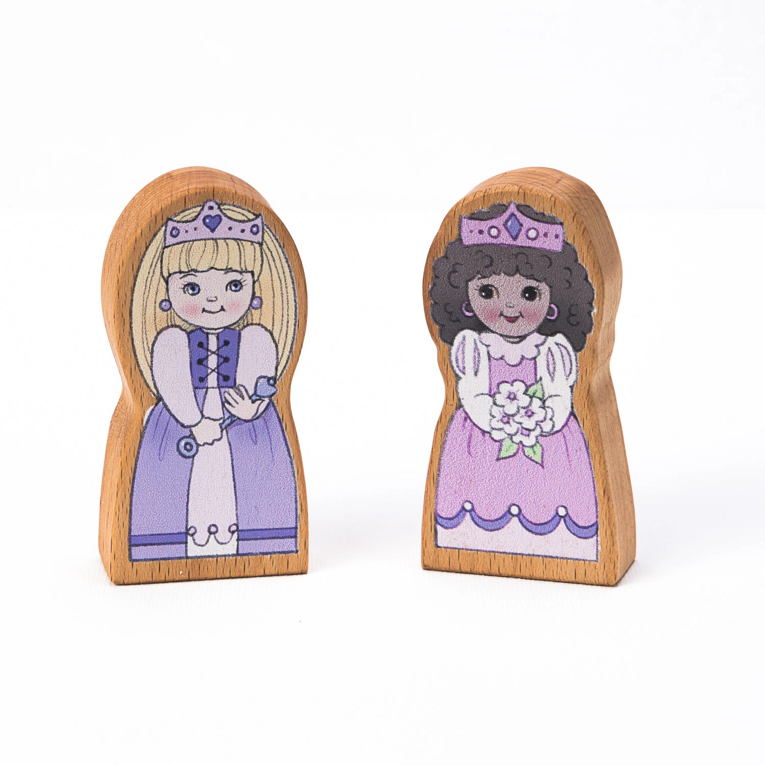 Miller Boys Vintage Toys Finger Puppet Princess Duo - Solid Maple, Made in USA