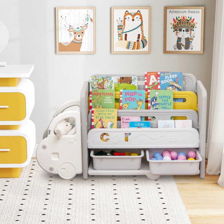 Hivvago Car Themed Kids Toy Storage and Bookshelf