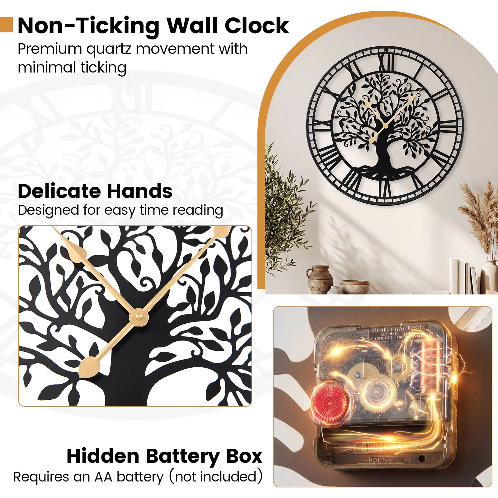 Slickblue Large Battery-Operated Wall Clock with Easy-to-Read Display