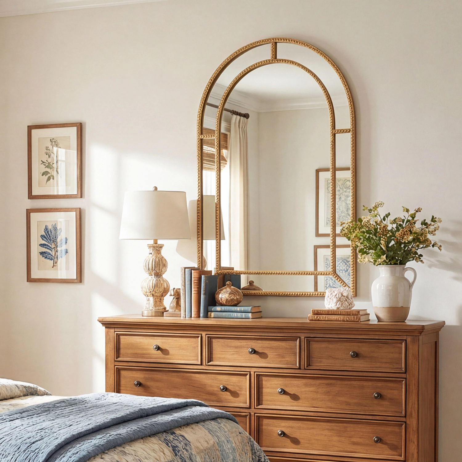 Slickblue 36 x 24 Inch Wall Mounted Beaded Frame Mirror Decorative Vanity Bathroom Bedroom Mirror