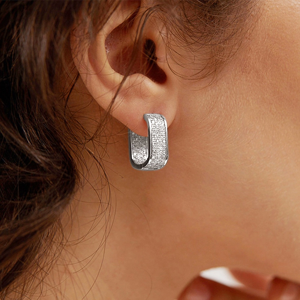 Sparkling Cubic Zirconia Trendy Hoop Earrings for Women