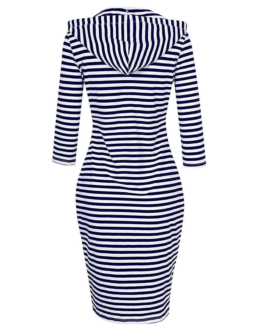 KOJOOIN Women's Casual Hoodie Dress 3/4 Sleeve with Pockets Knee Length Pullover Skirt