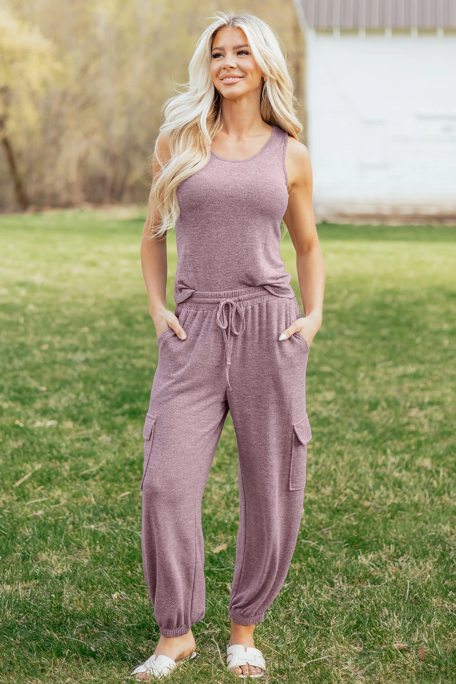 Threaded Pear Womens Maeve Bouquet Casual Tank Top Set