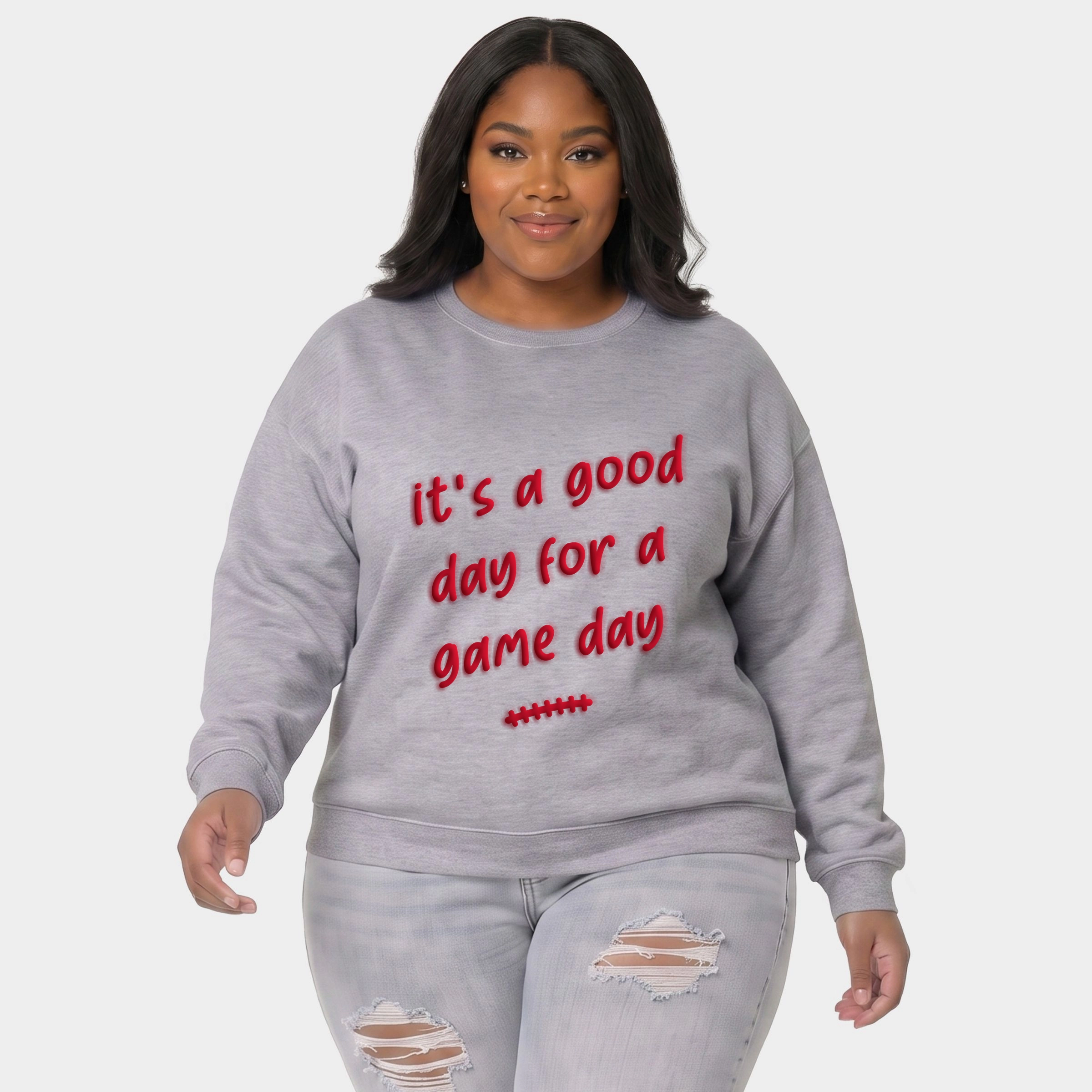 Simply Sage Market - Women's Plus Sized Graphic Sweatshirt It's A Good Day For Game Puff Print