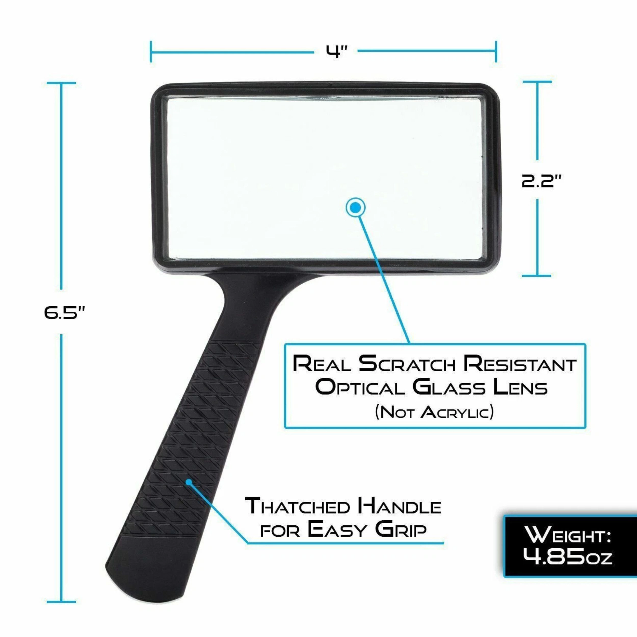 Home Collection 3X Rectangular Handheld Optical Glass Magnifying Glass
