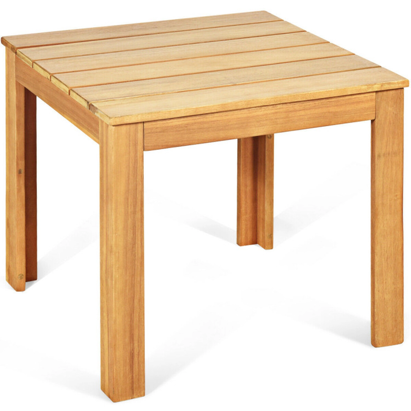 SUGIFT Square Slatted Top Solid Acacia Wood Outdoor Patio Side Table 18-in x 18-in x 16-in 220-lb Capacity Natural