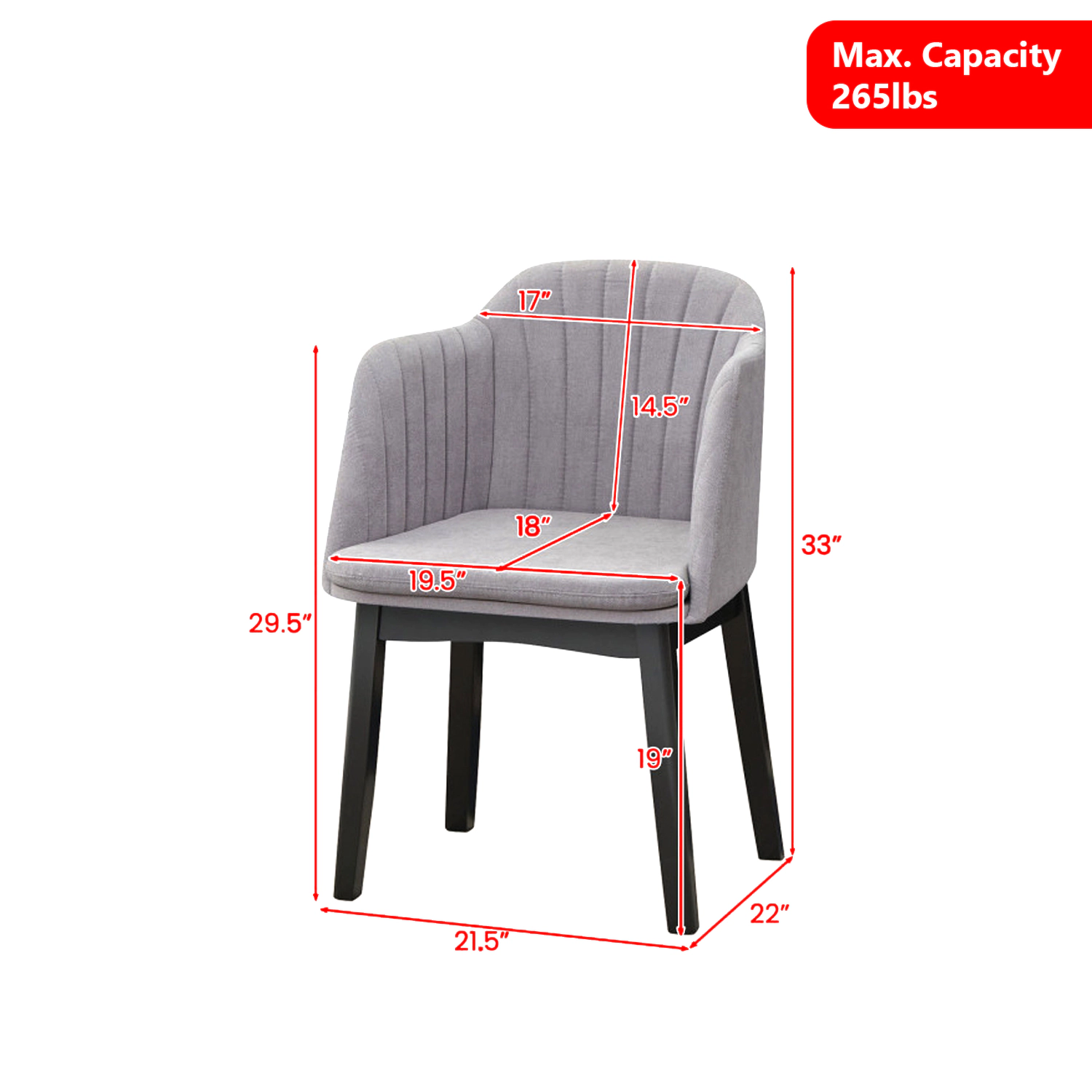 Hivvago Set of 2 Velvet Dining Chairs with Curved Backs