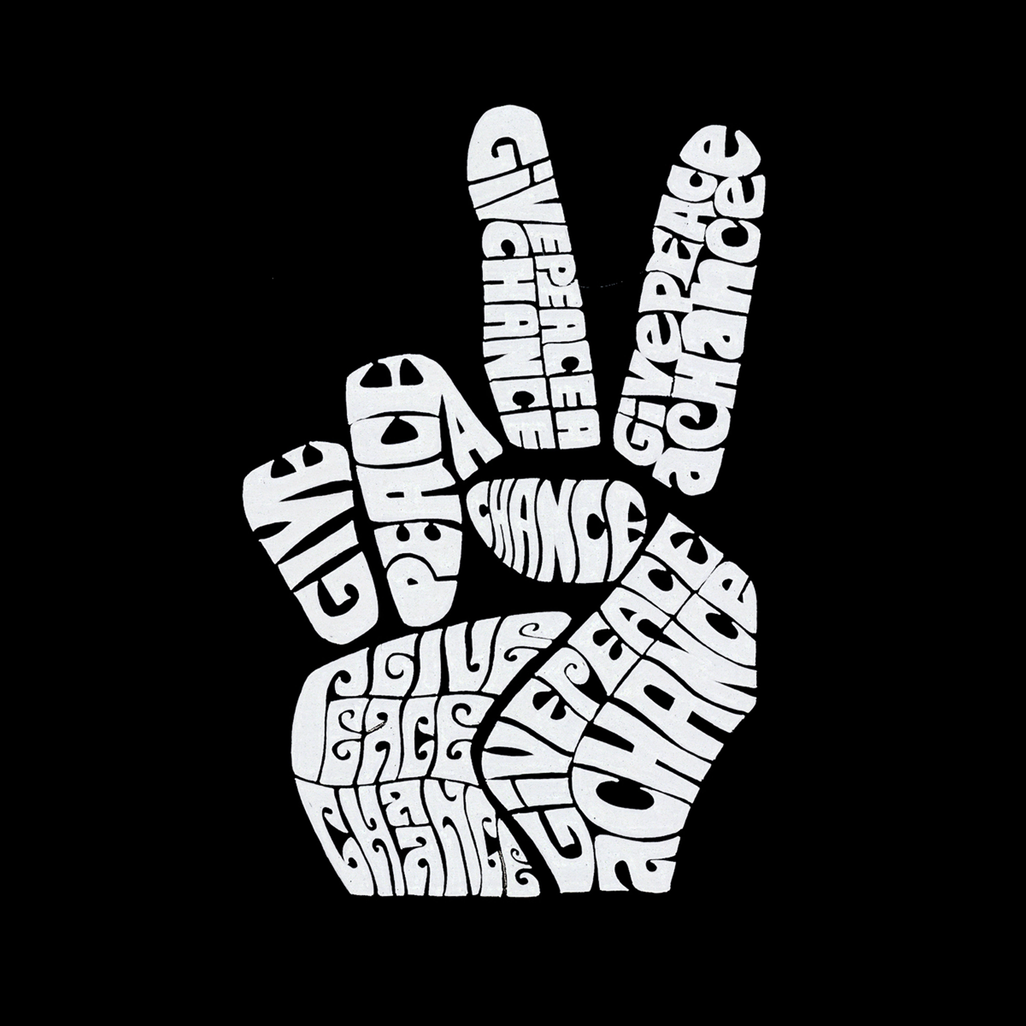LA Pop Art Peace Fingers - Mens Word Hooded Sweatshirt