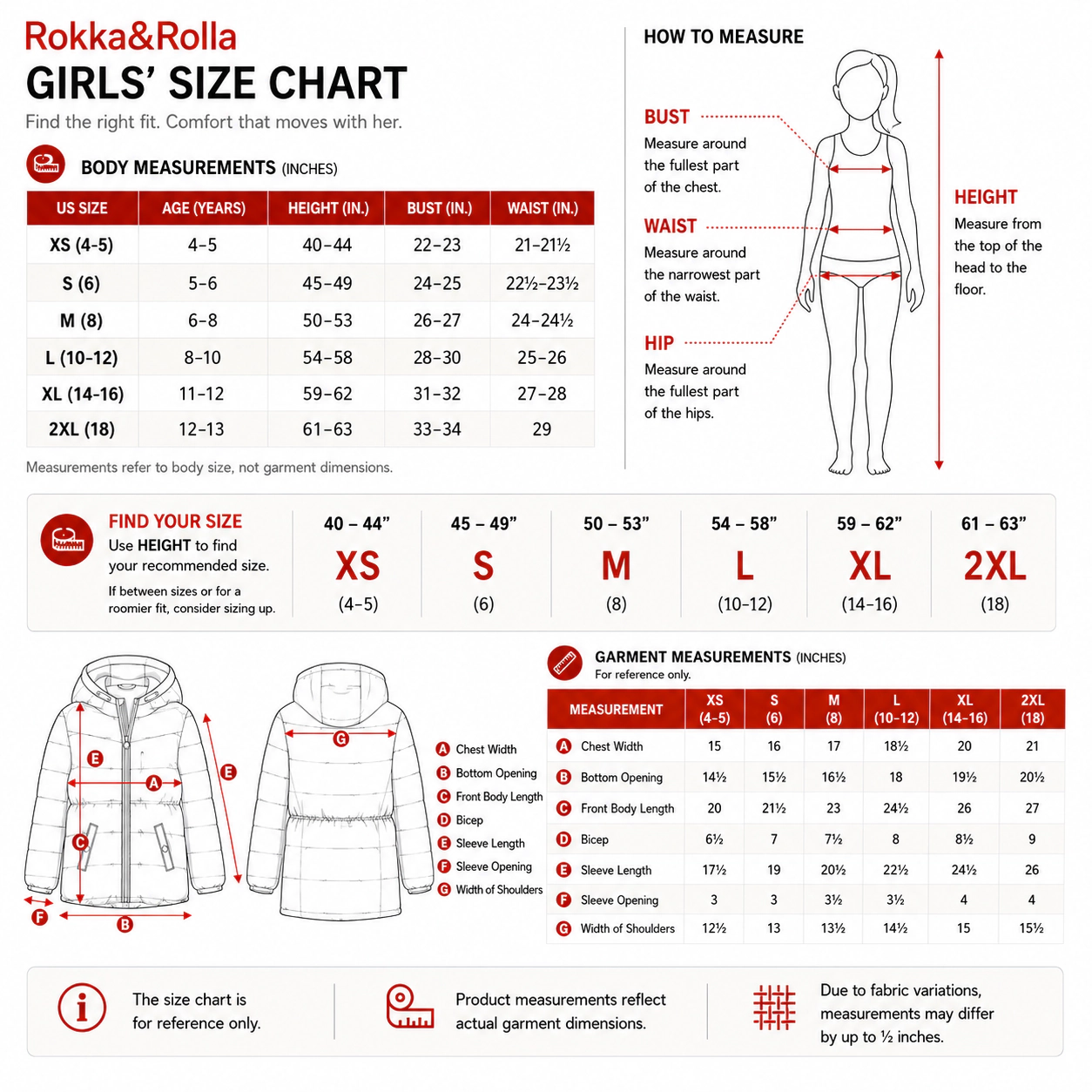Rokka&Rolla Little & Big Kid Girls Lightweight Mid-Length Puffer Jacket
