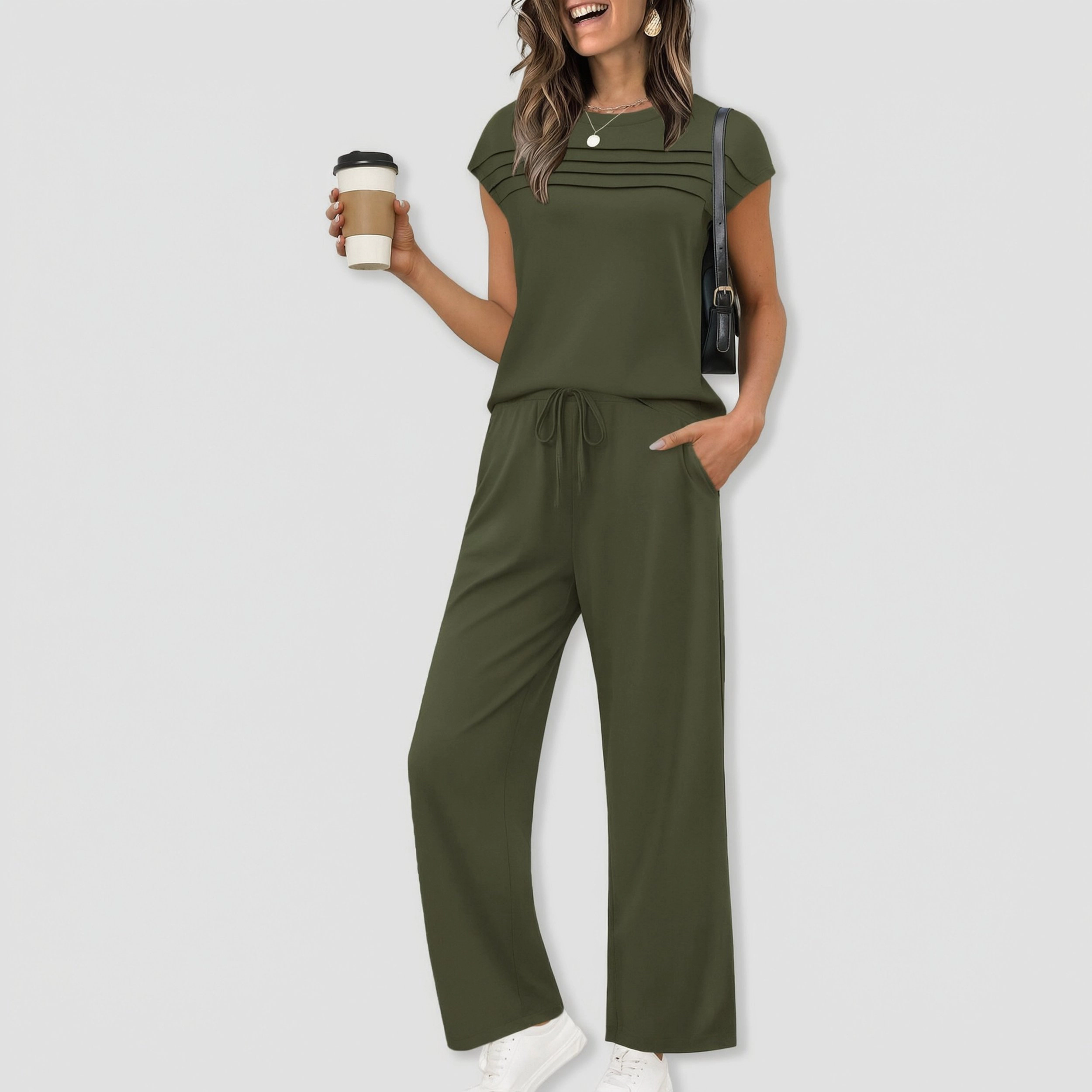 Ekouaer Two Piece Sets for Womens Summer Soft Casual Cap Sleeve Lounge