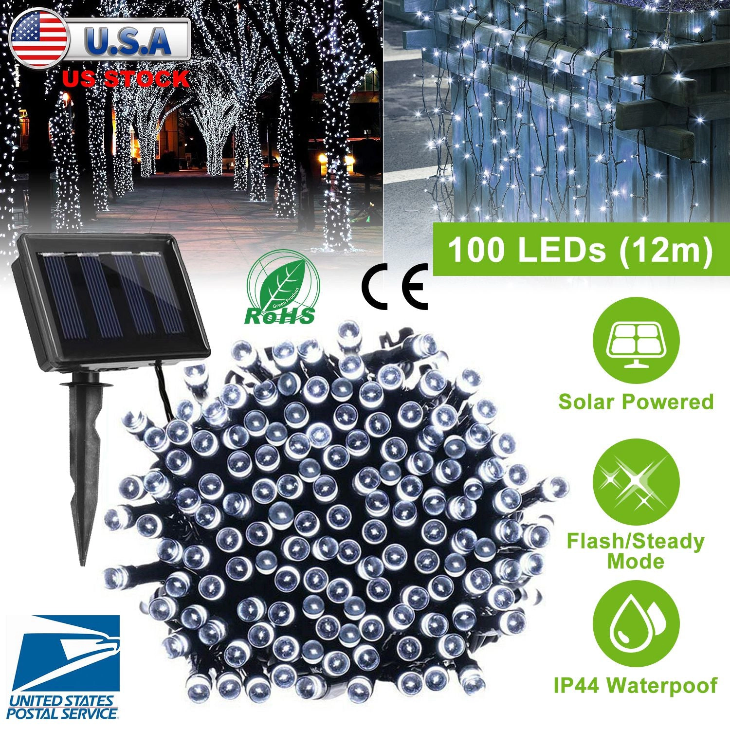 GBruno Solar LED String Lights 100-Light 39 Ft