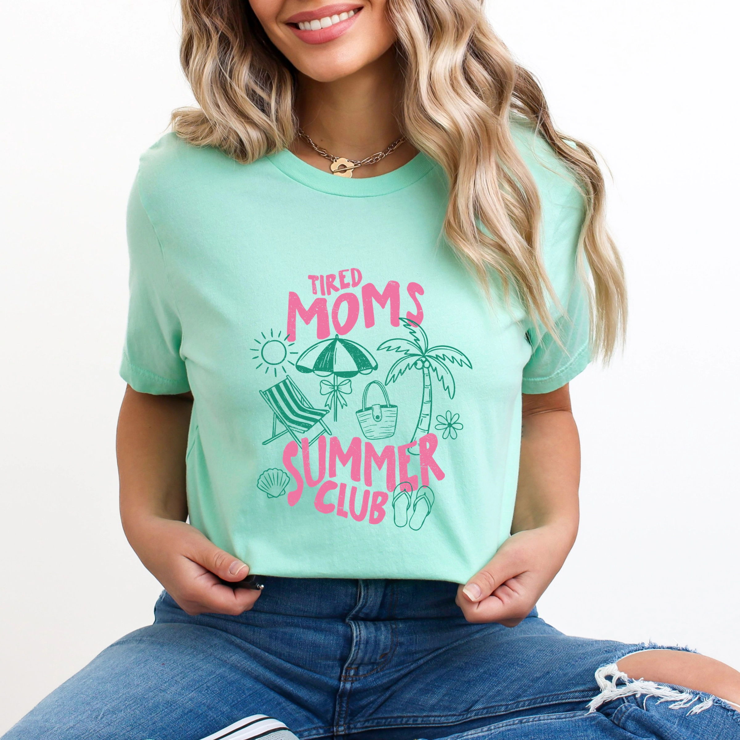 Simply Sage Market - Tired Moms Summer Club Women's Short Sleeve Graphic T-Shirt