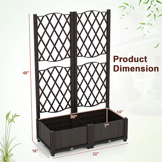 Hivvago Raised Planter Boxes with Trellis for Climbing Plants