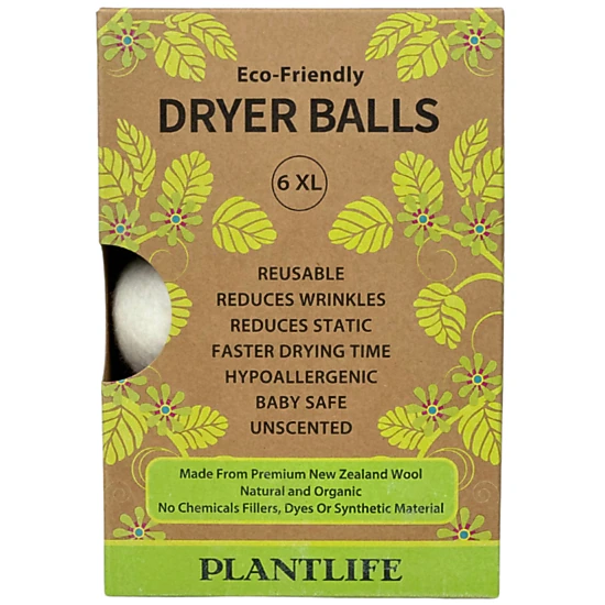 Plantlife Reusable New Zealand Wool Dryer Balls, 6 XL