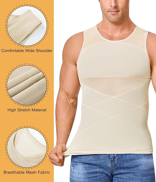 Nebility Mens Compression Tank Top Body Shaper Sleeveless Vest