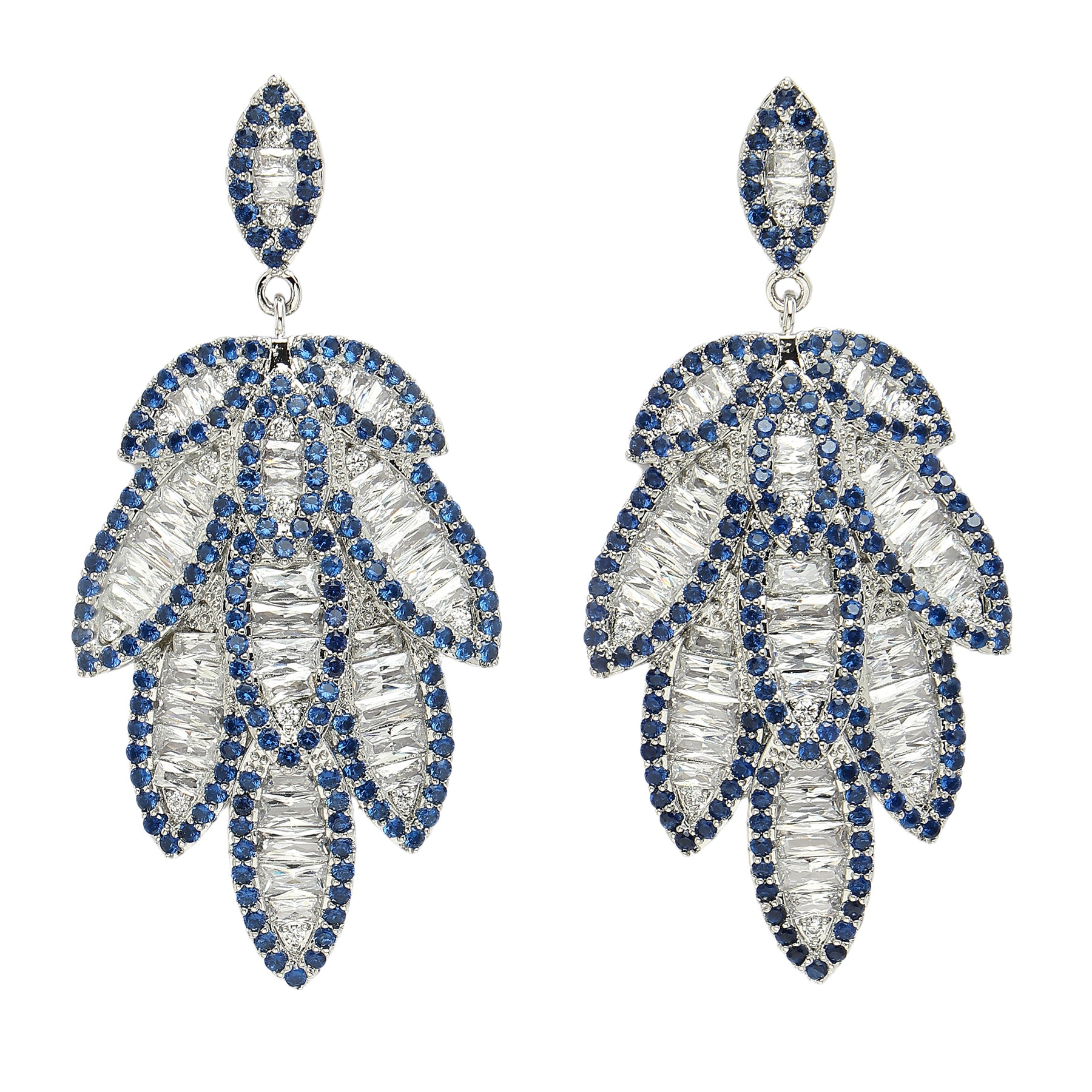 AGP PARIS Womens Diva Collection Cubic Zirconia Willow Leaf Dangle Drop Earrings