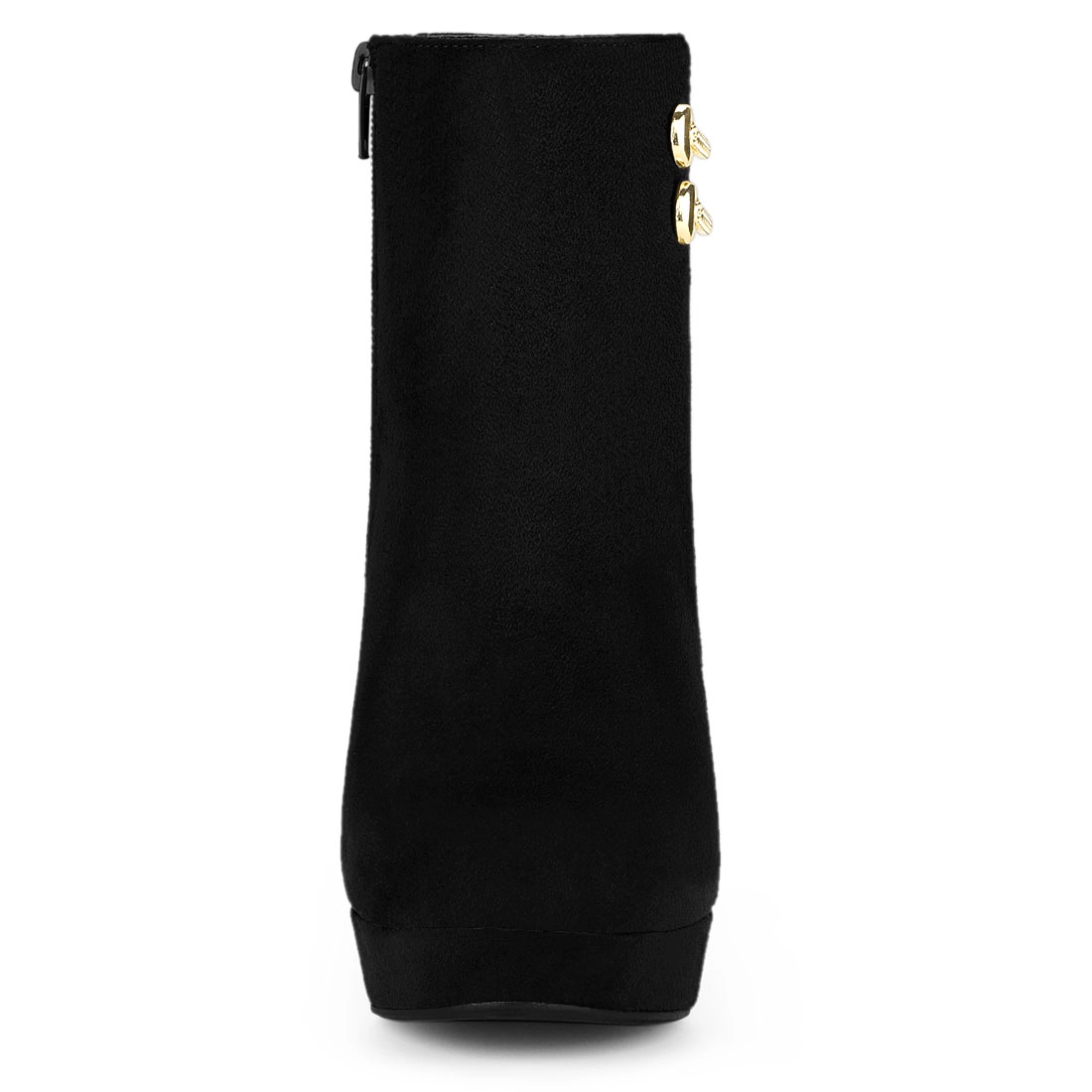 BLISSFUL STEP Women Round Toe Chunky High Heel Platform Side Zipper Ankle Boots