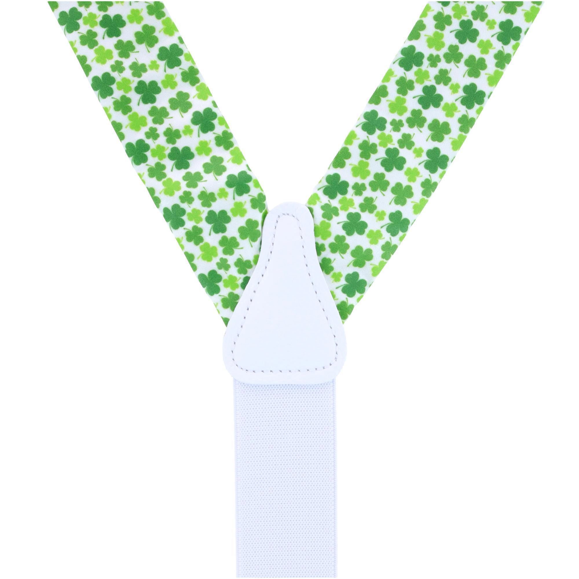 Trafalgar Men's White Shamrock Silk Button End Suspenders