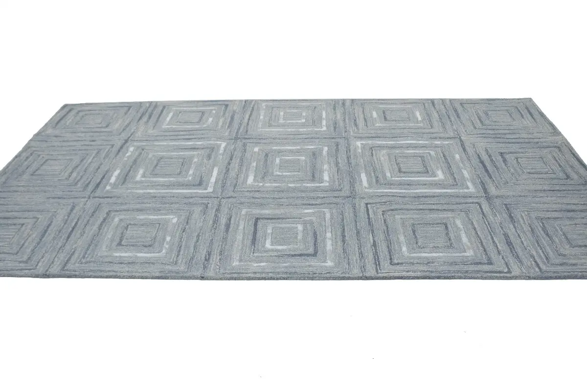 Magic Rugs 5'0 X 8'0 Gray Hand-Tufted Geometric Modern Wool Rug