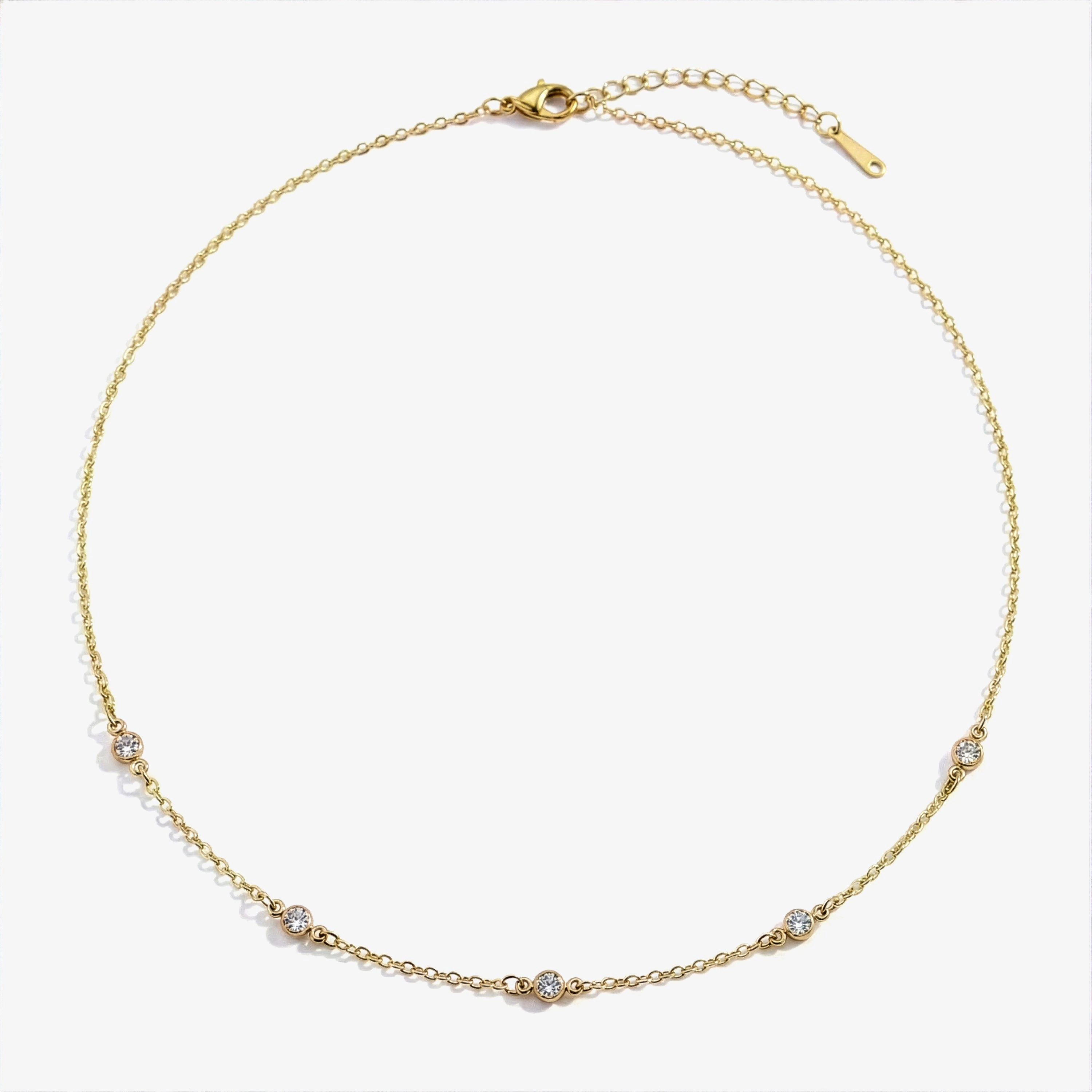 Mint & Lily Women's Dainty Crystal Station Necklace