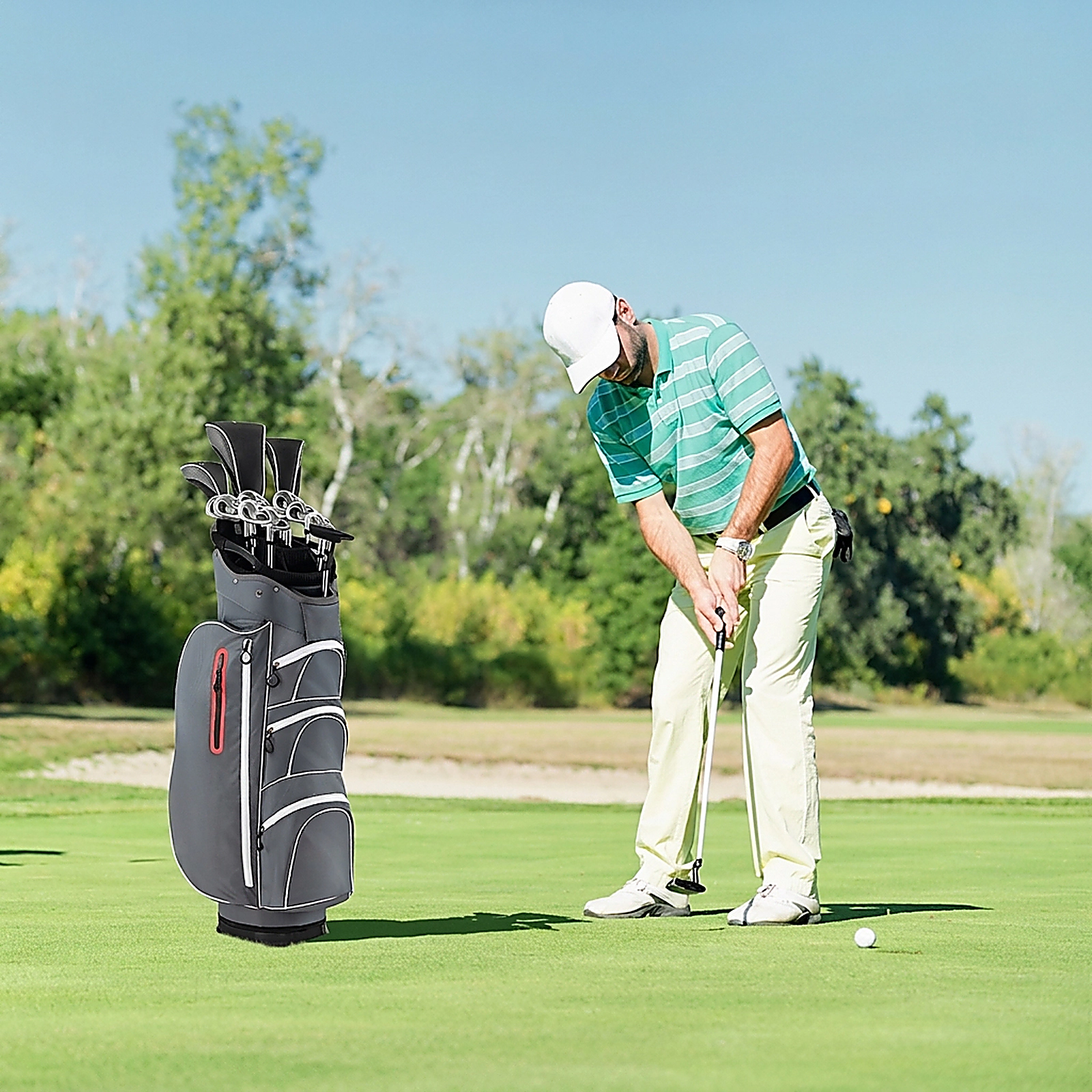 SUGIFT 9.5-in Top Lightweight Polyester Golf Cart Bag 15-Way Dividers 10 x 8.5 in Base 5-lb Net Weight Sports Bag Red