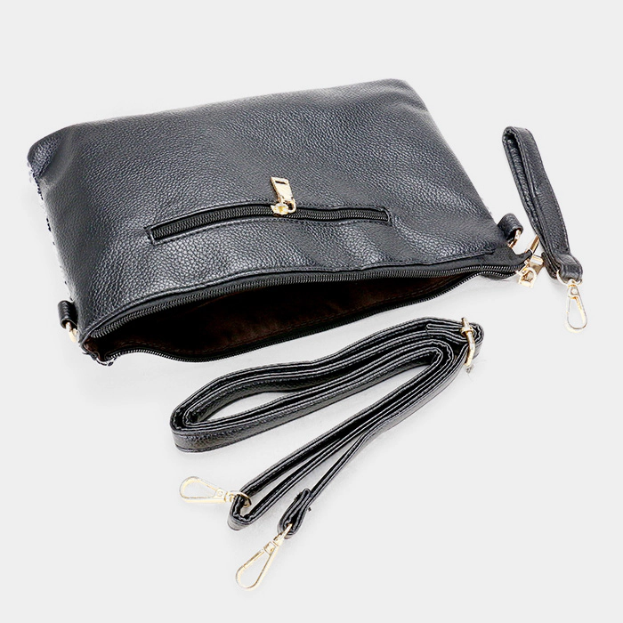 FASHNZFAB Sequin Heart Crossbody Clutch Bag