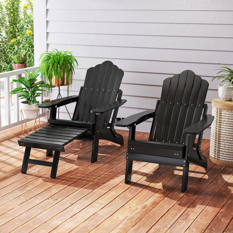 Hivvago All-Weather Hips Patio Adirondack Lounge Chair With Retractable Footrest