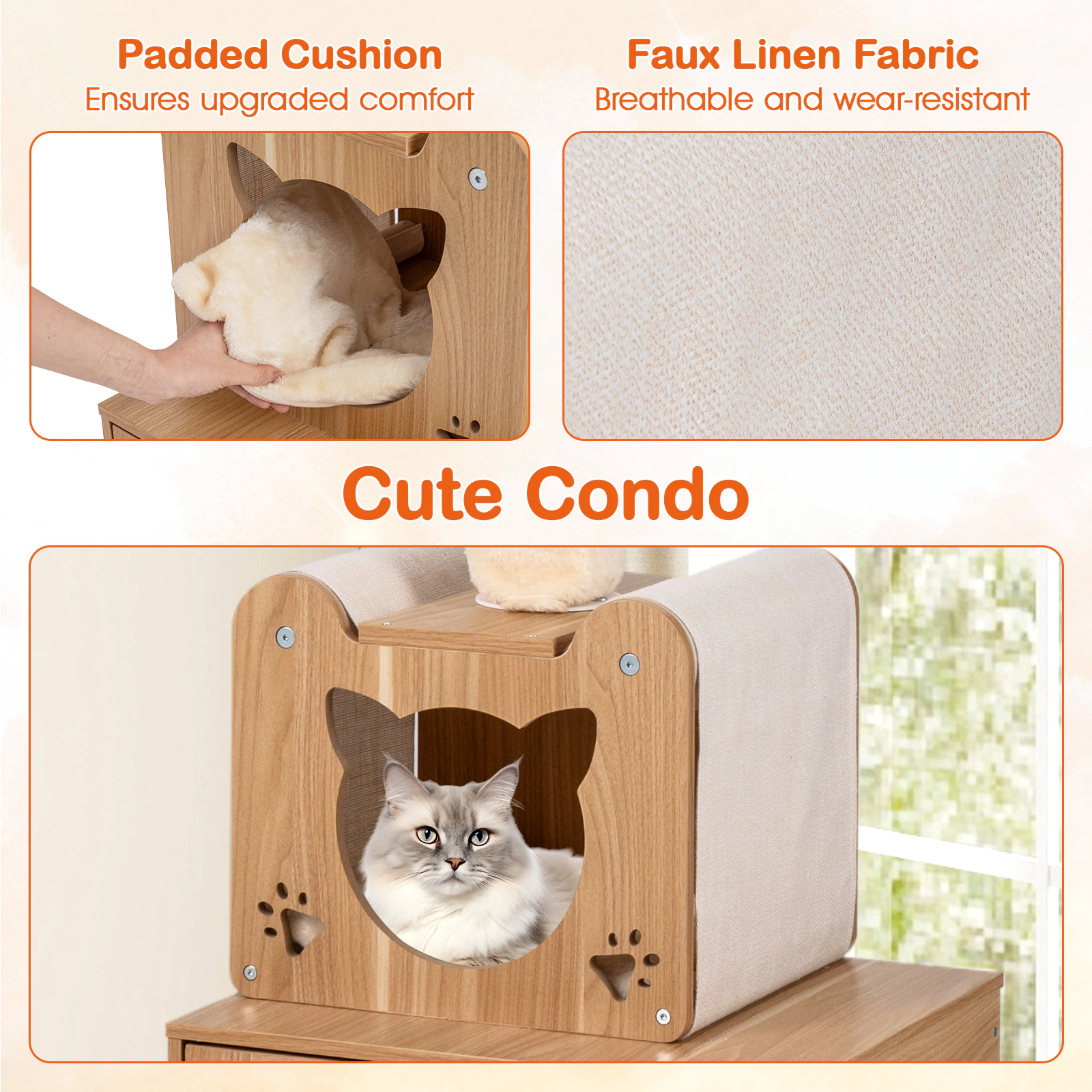 SlickBlue Tall Cat Tree with Space Capsule, Condo and Scratching Posts
