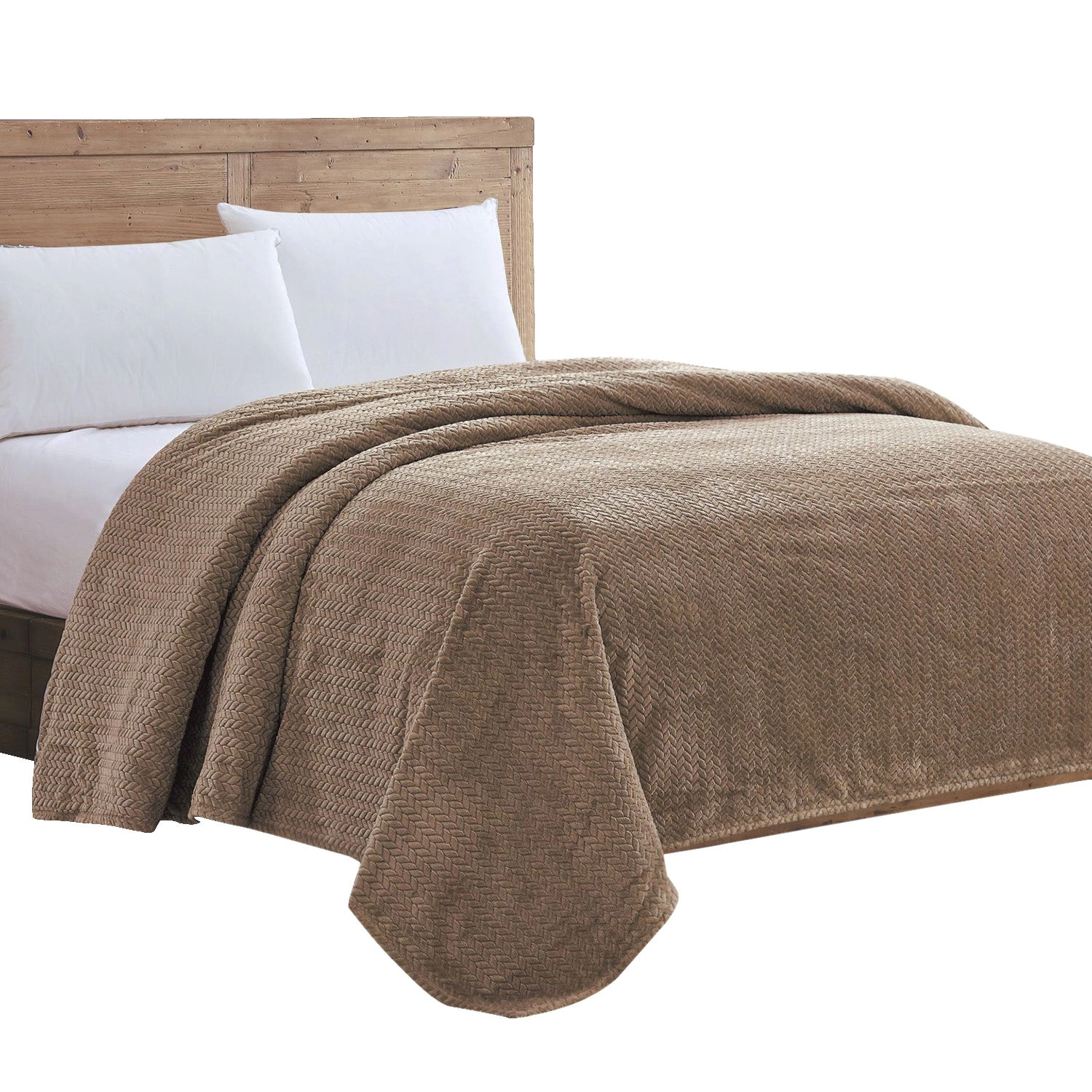 Plazatex Chevron Braided Stylish Soft Comfortable and Lightweight All Seasons Blanket Twin Taupe