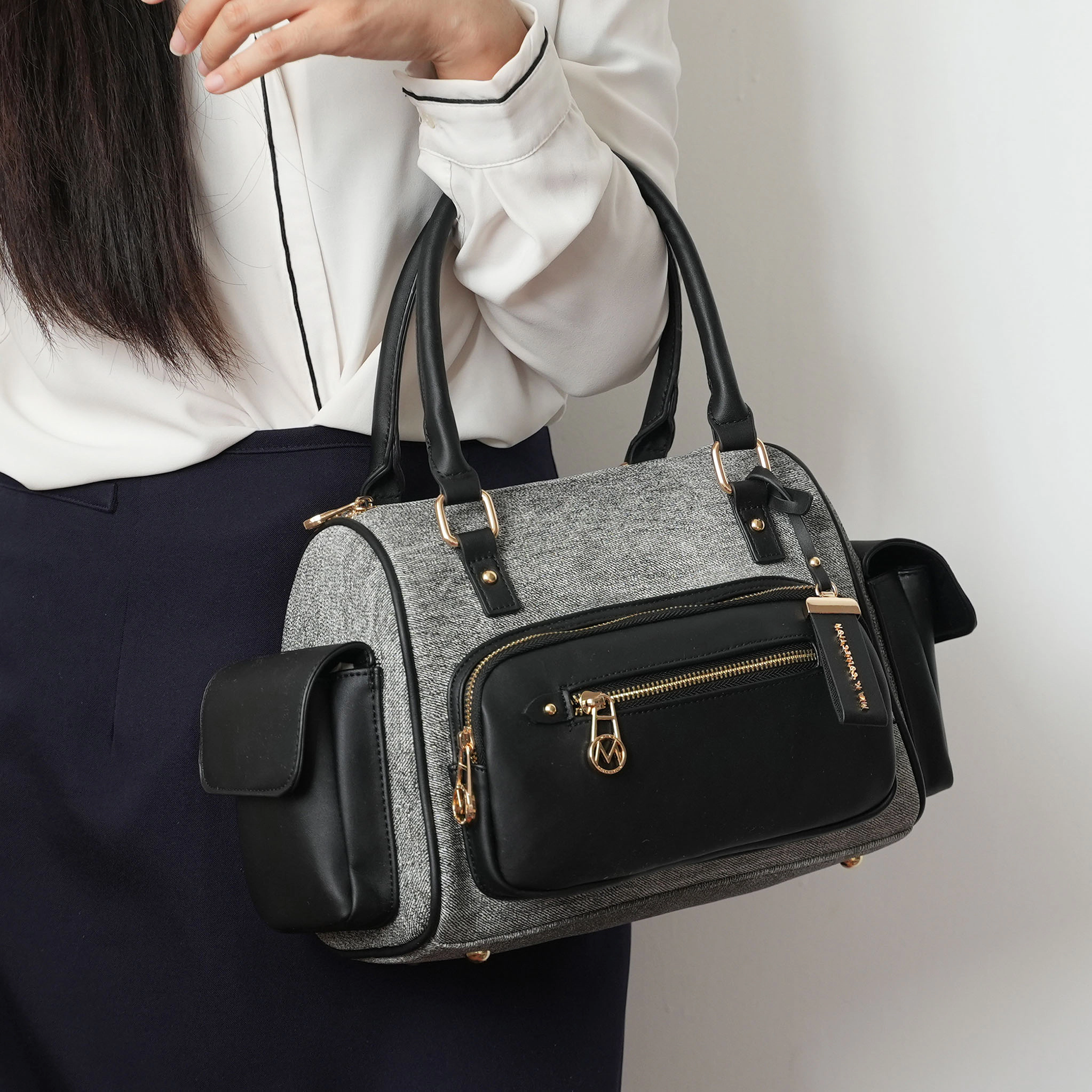 Mia K Collection Faux Leather Satchel with Detachable Strap