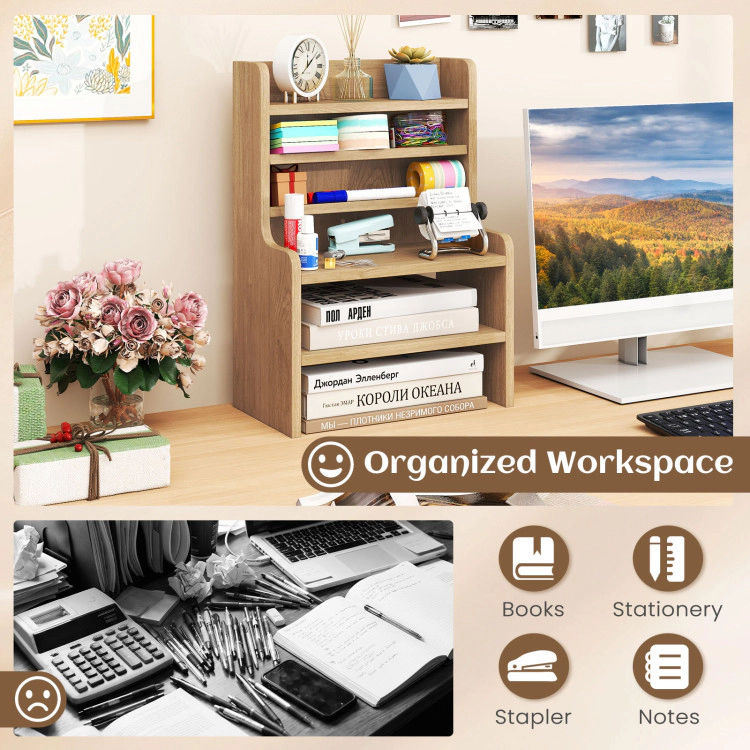 Hivvago Desktop Organizer 6-Tier Mini Storage Rack with 2 Removable Shelves