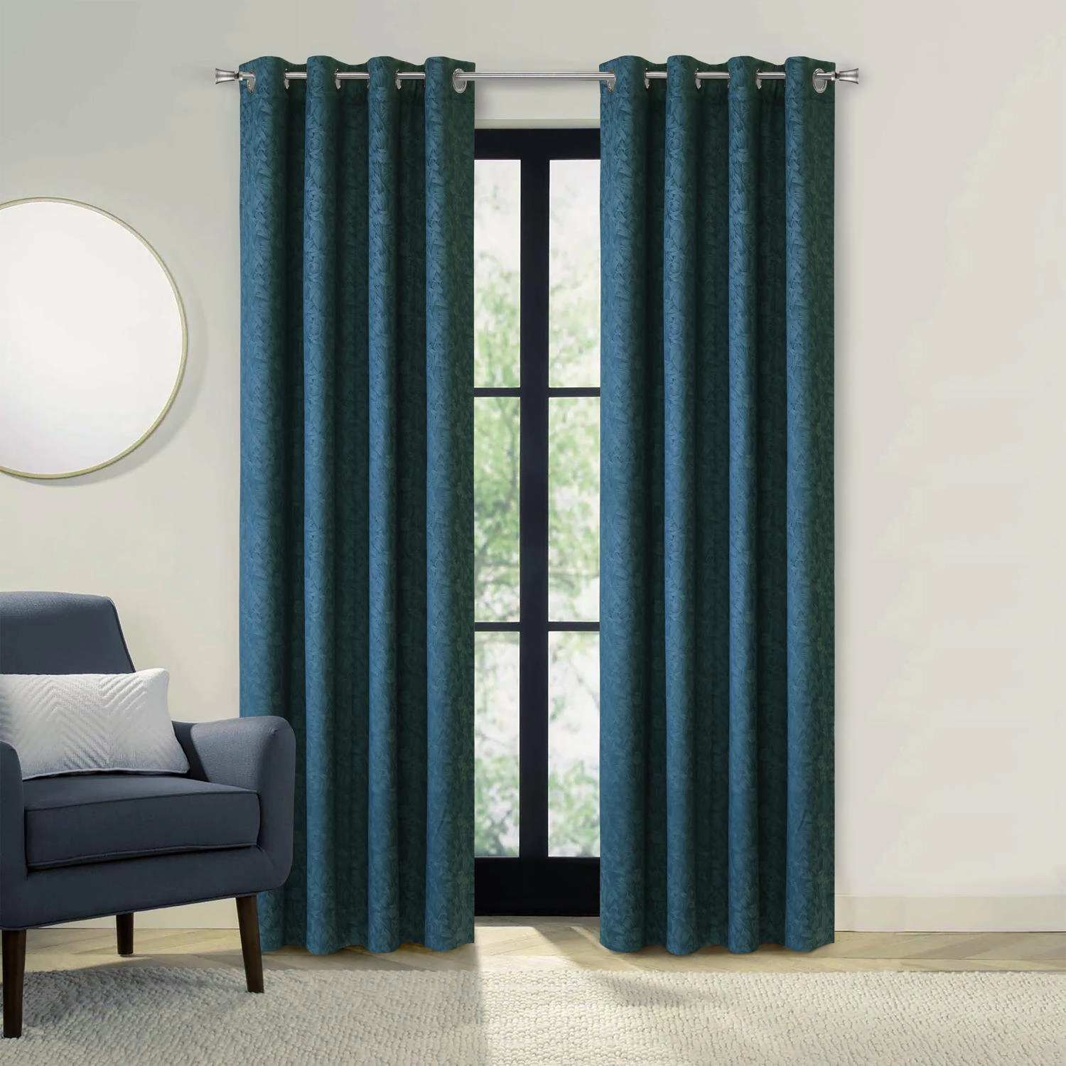 Habitat Bristol Room Darkening UV Protecion Grommet Curtain Panel for Windows 52" x 95" Navy