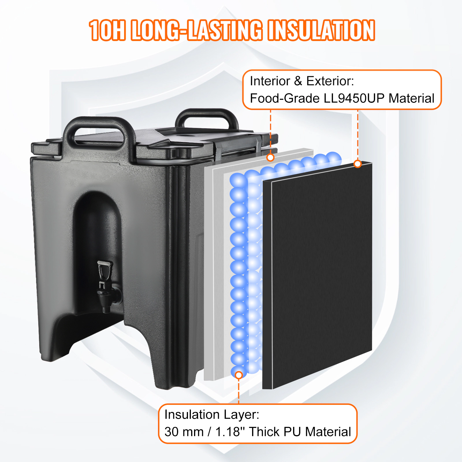 HONGGE Insulated Beverage Dispenser Food-grade Hot and Cold Beverage Server Thermal Drink Dispenser with Handle for