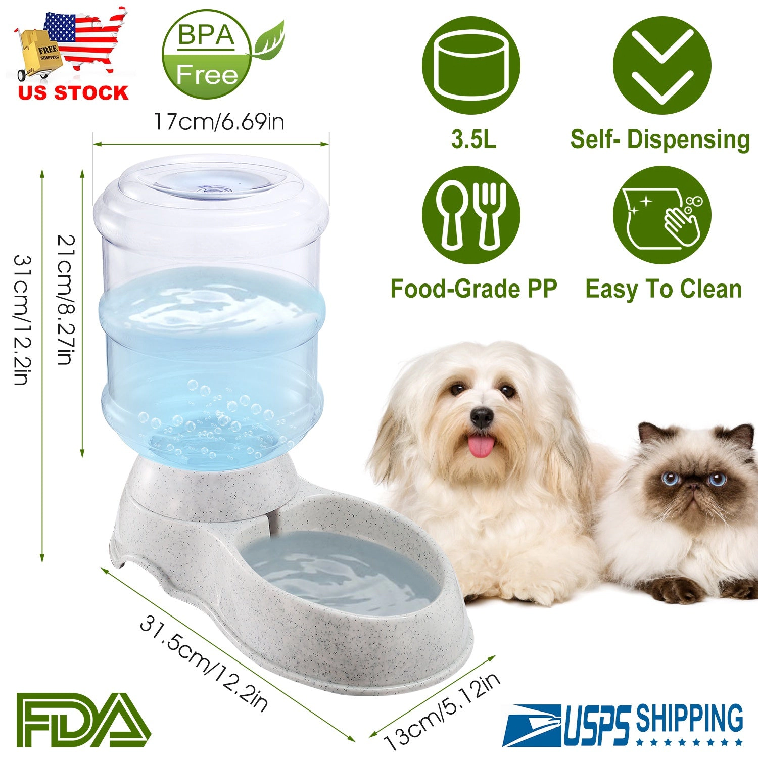 GBruno 3.5L Gravity Pet Water Dispenser