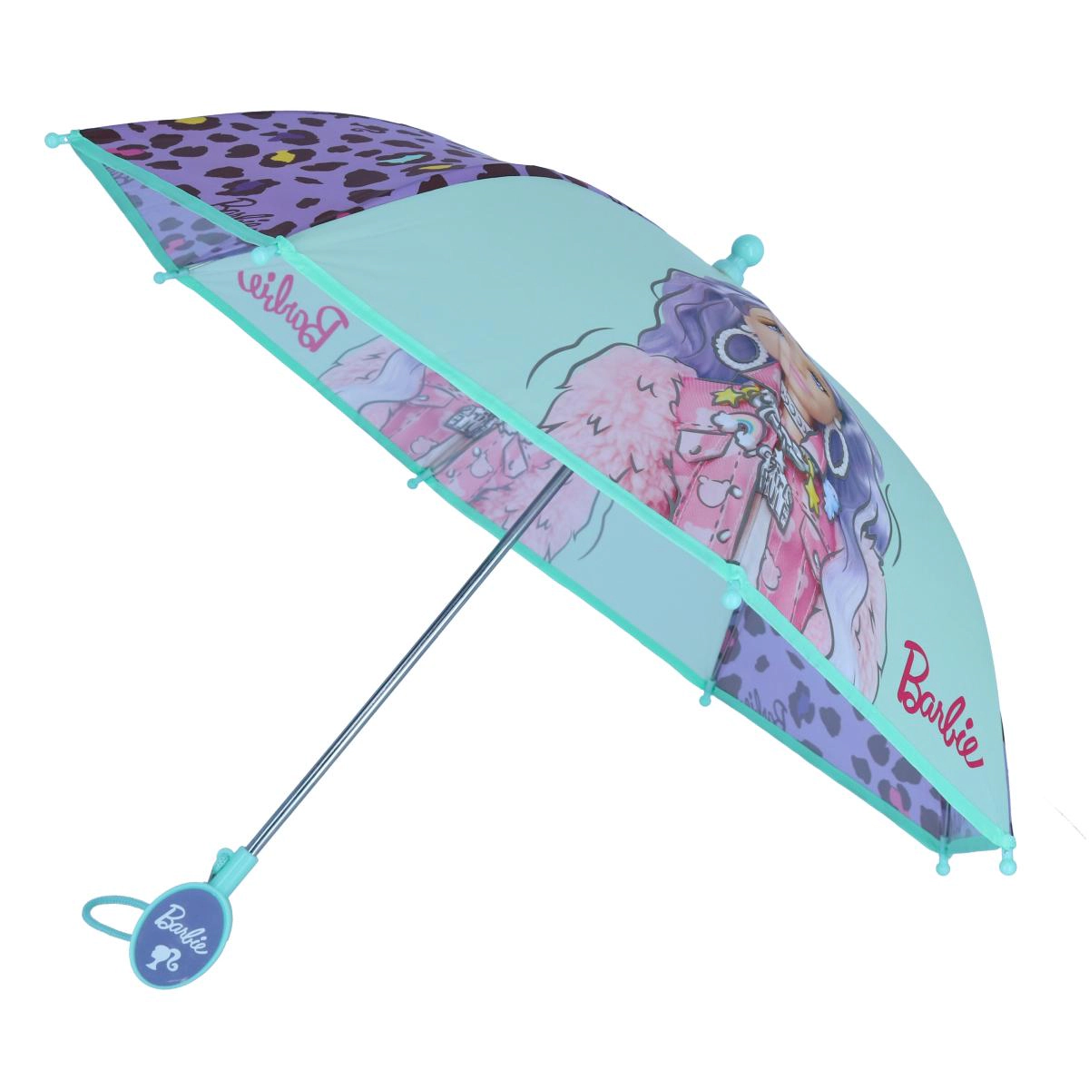 U.P.D., INC Girl's Mattel Barbie and Leopard Print Stick Umbrella