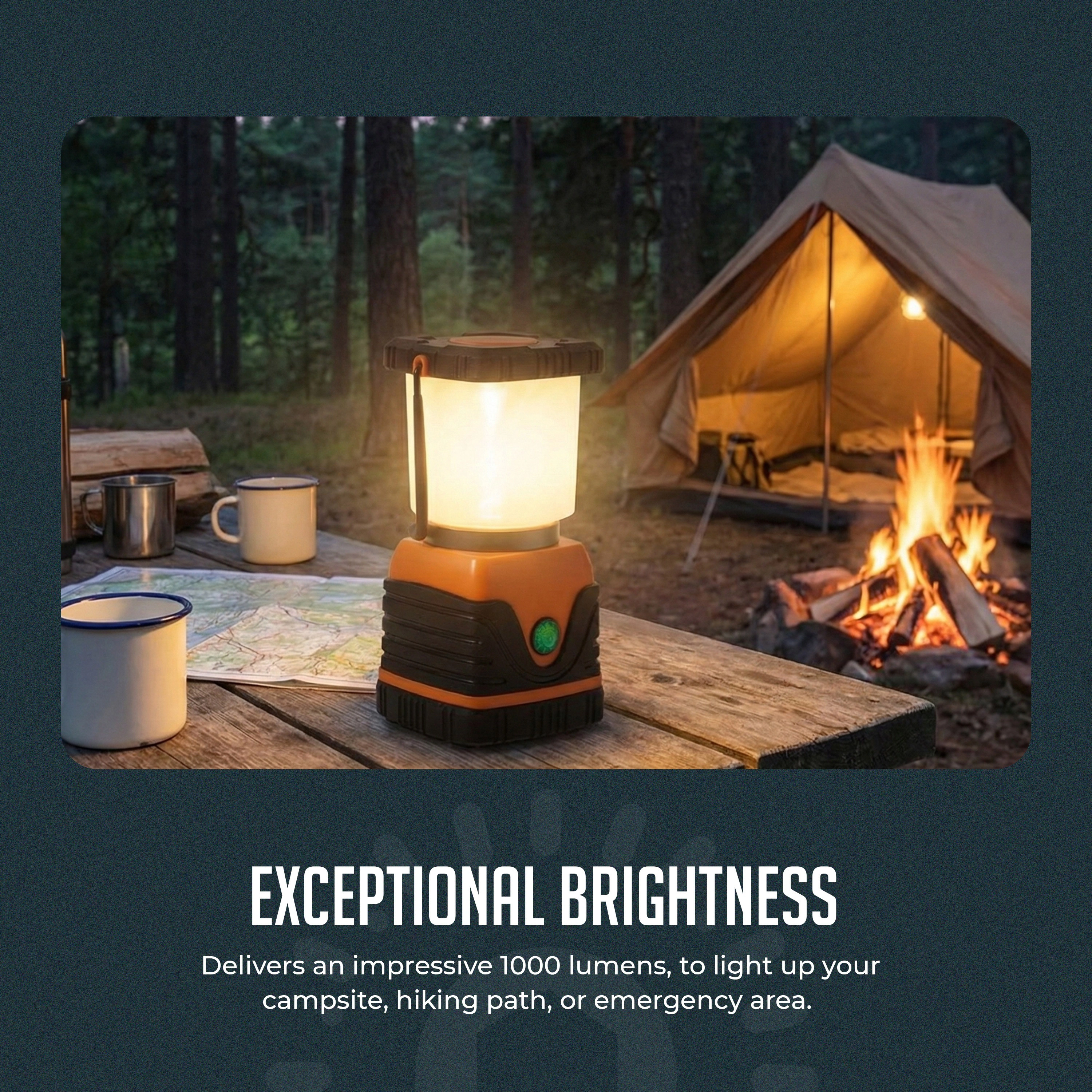 Luminuxe Ultra-Bright 1000LM LED Camping Lantern – Battery Powered, 4 Lighting Modes, Water Resistant w/ Hanging Hook