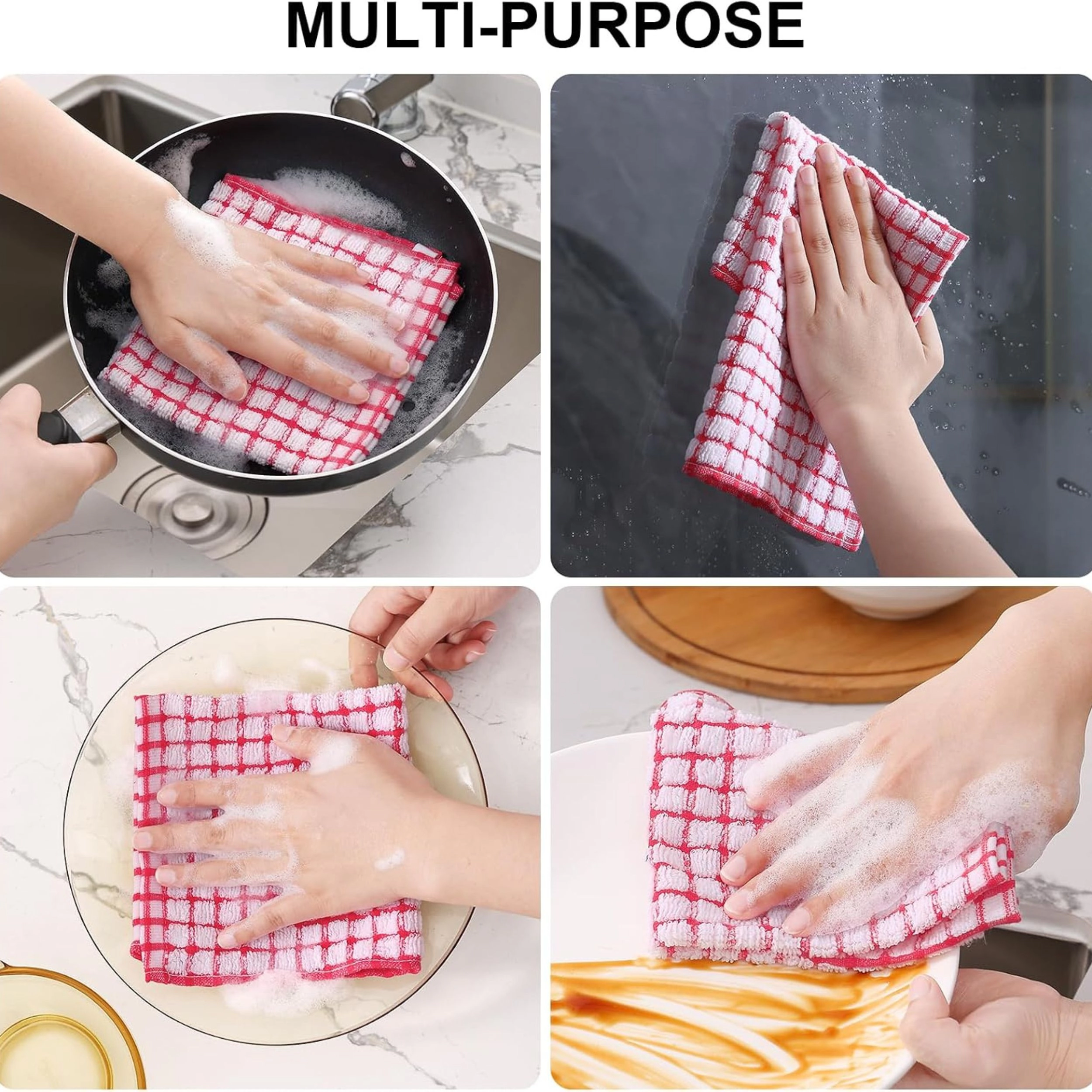 Stock Preferred Pack of 10 Cotton Absorbent Kitchen Dish Cloths 12x12 Inch